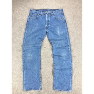Levis 501 Straight Fit Button Fly Jeans Men Sz 34x32 Medium Wash Classic Denim
